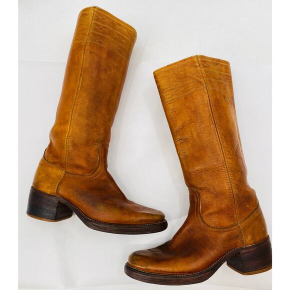 Frye Shoes - Frye cognac brown vintage leather campus boots